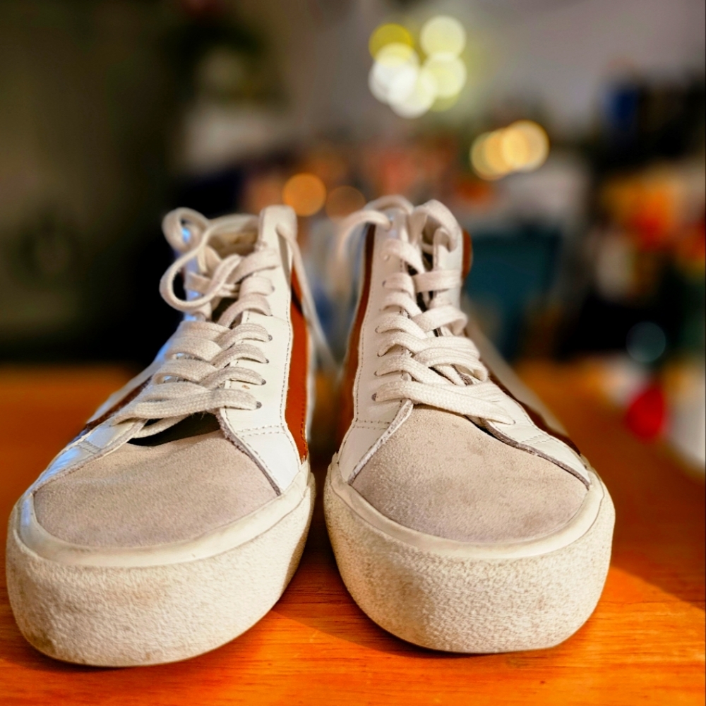 Madewell Sidewalk High Top Sneakers Colorblock Leather White MC702 Women's 7